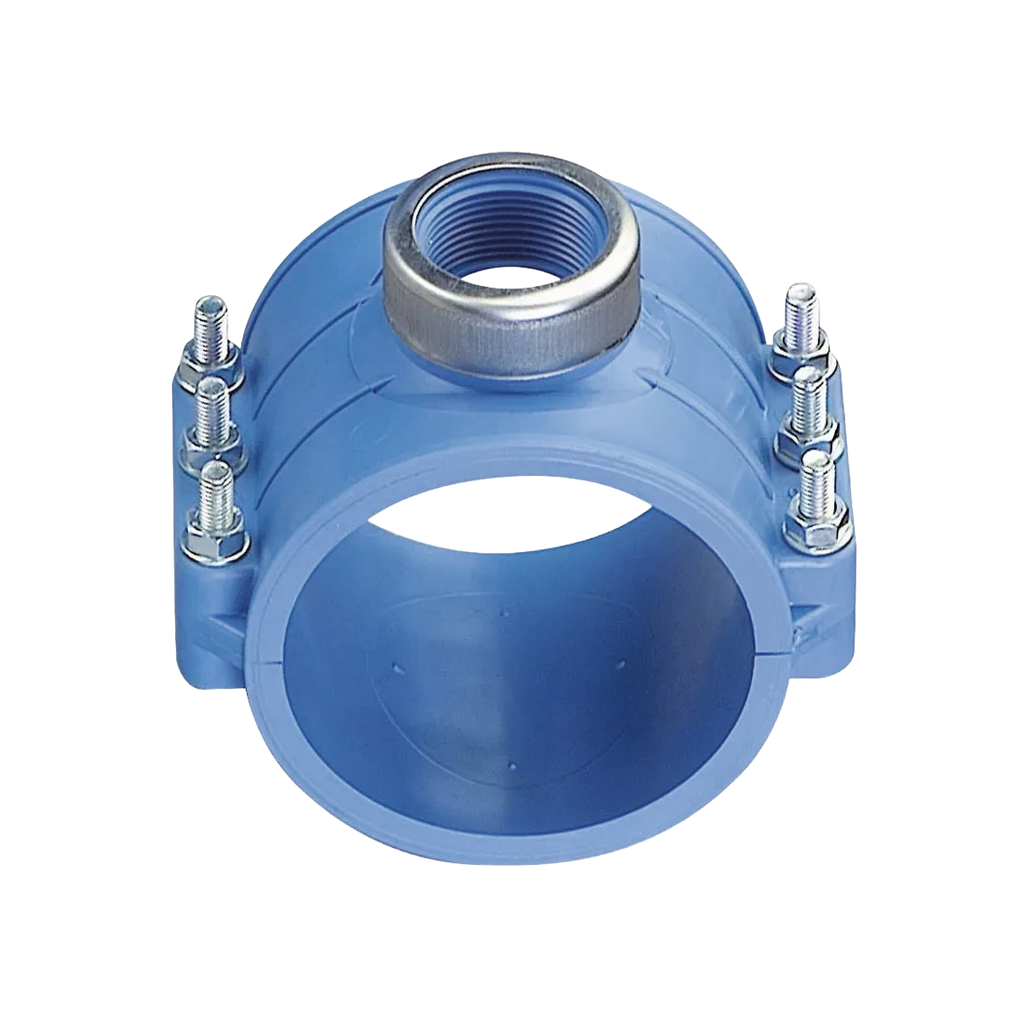 i 654X - Blaue Anschlussschelle mit Edelstahlverstärkungsring