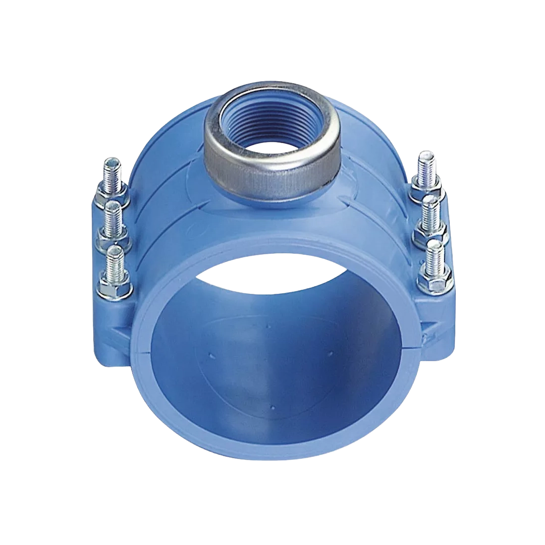 i 654X - Blaue Anschlussschelle mit Edelstahlverstärkungsring