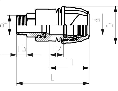 iJOINT metal transition coupling threaded male - Compression Fitting