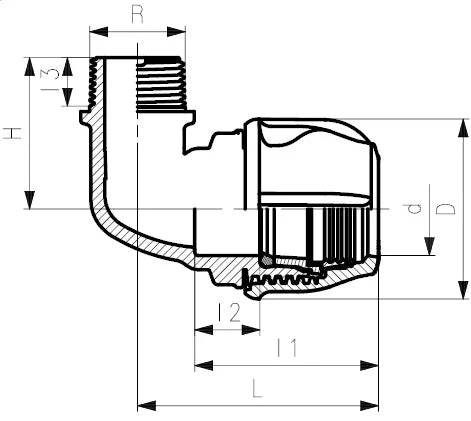 iJOINT 90° Elbow with threaded male off take - Compression Fitting