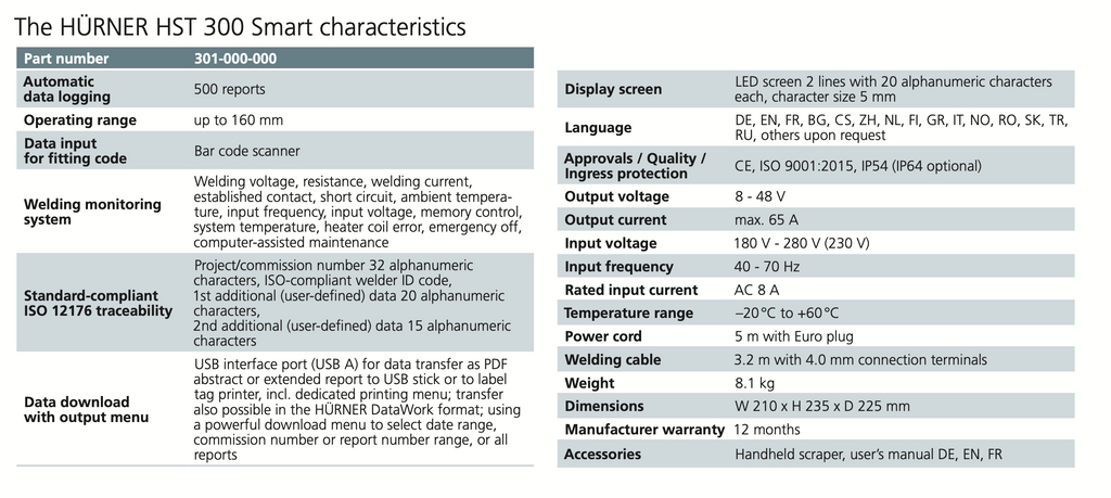 Hürner HST 300 Smart electrofusion welding unit