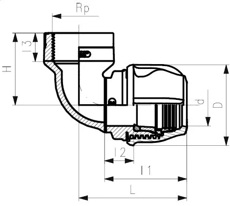 iJOINT 90° Elbow with threaded female off take - Compression Fitting
