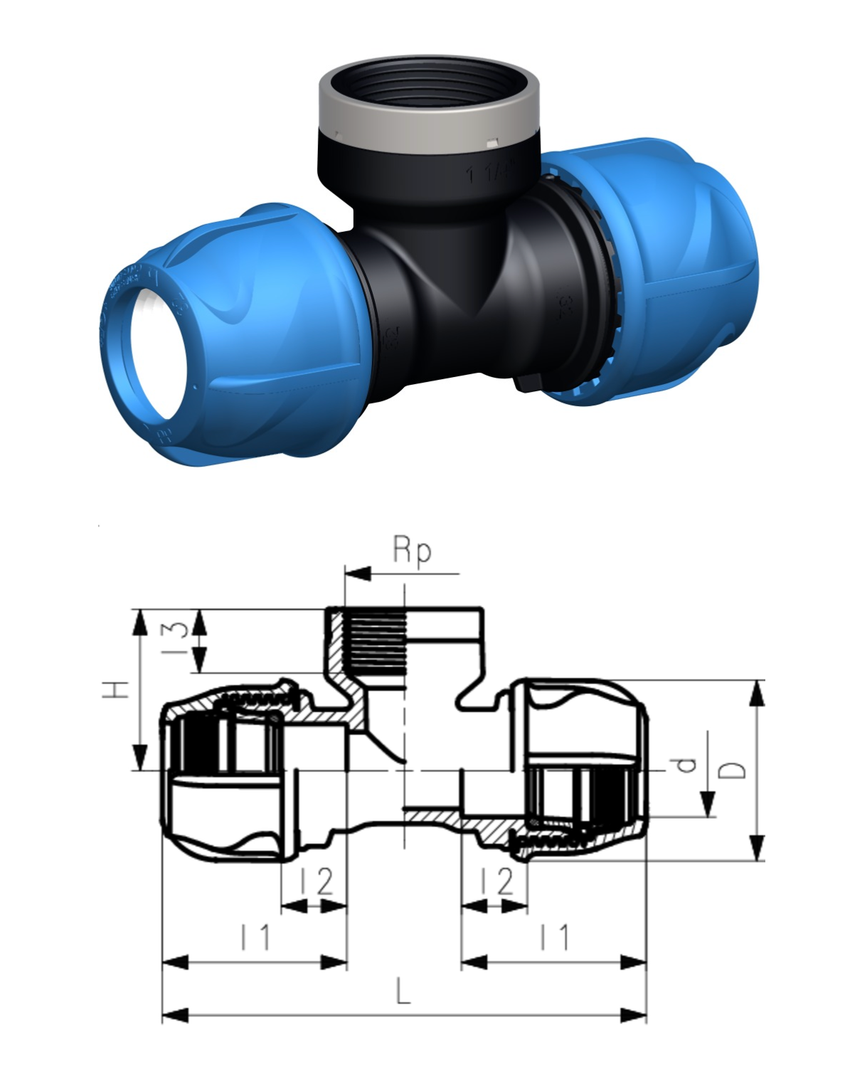 iJOINT 90° threaded off take Tee - Compression Fitting