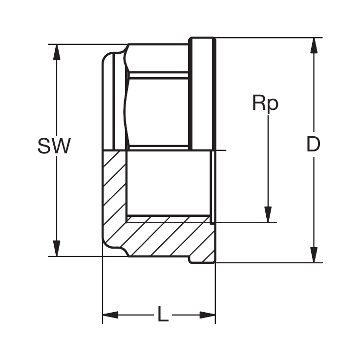PVC-U Cap thread female cyl