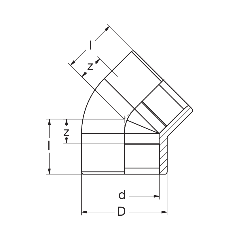 PVC-U Elbow 45°