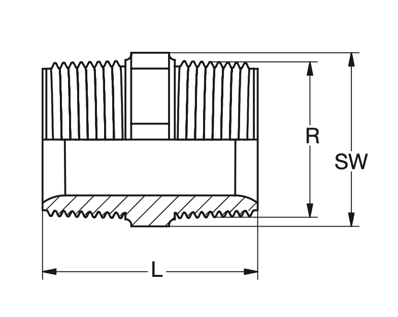 PVC-U Doppelnippel AG-keg