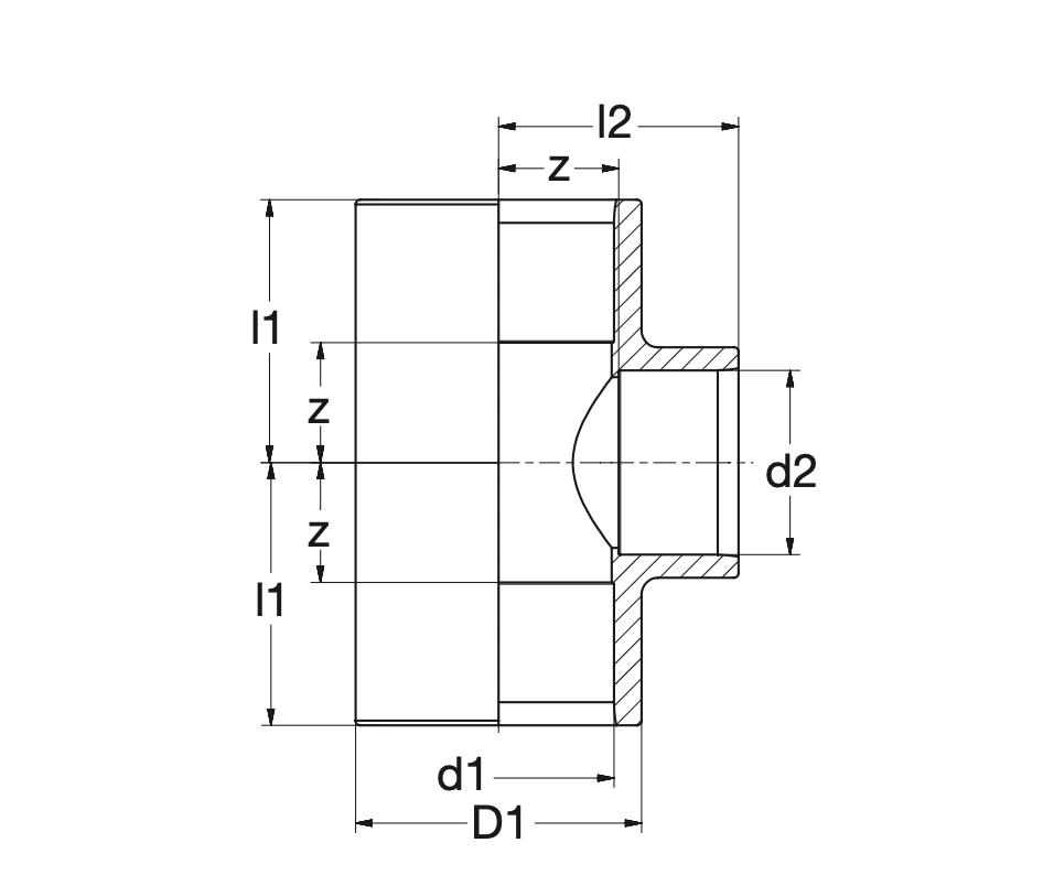 PVC-U T-Stück 90° red.